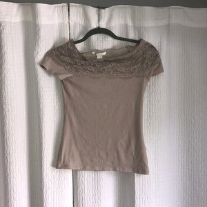 cute cream off the shoulder lace top